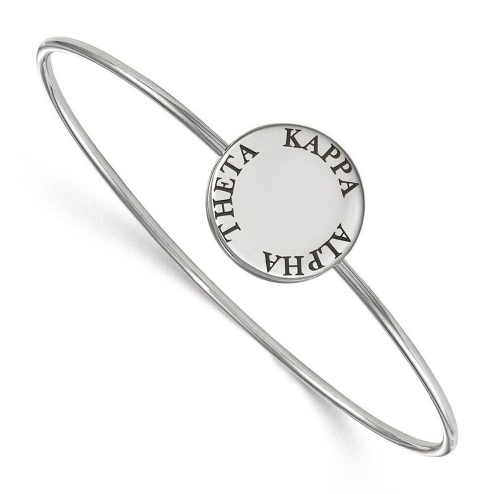 Sterling Silver Kappa Alpha Theta Enamel Black Letters Bangle - 7 in.